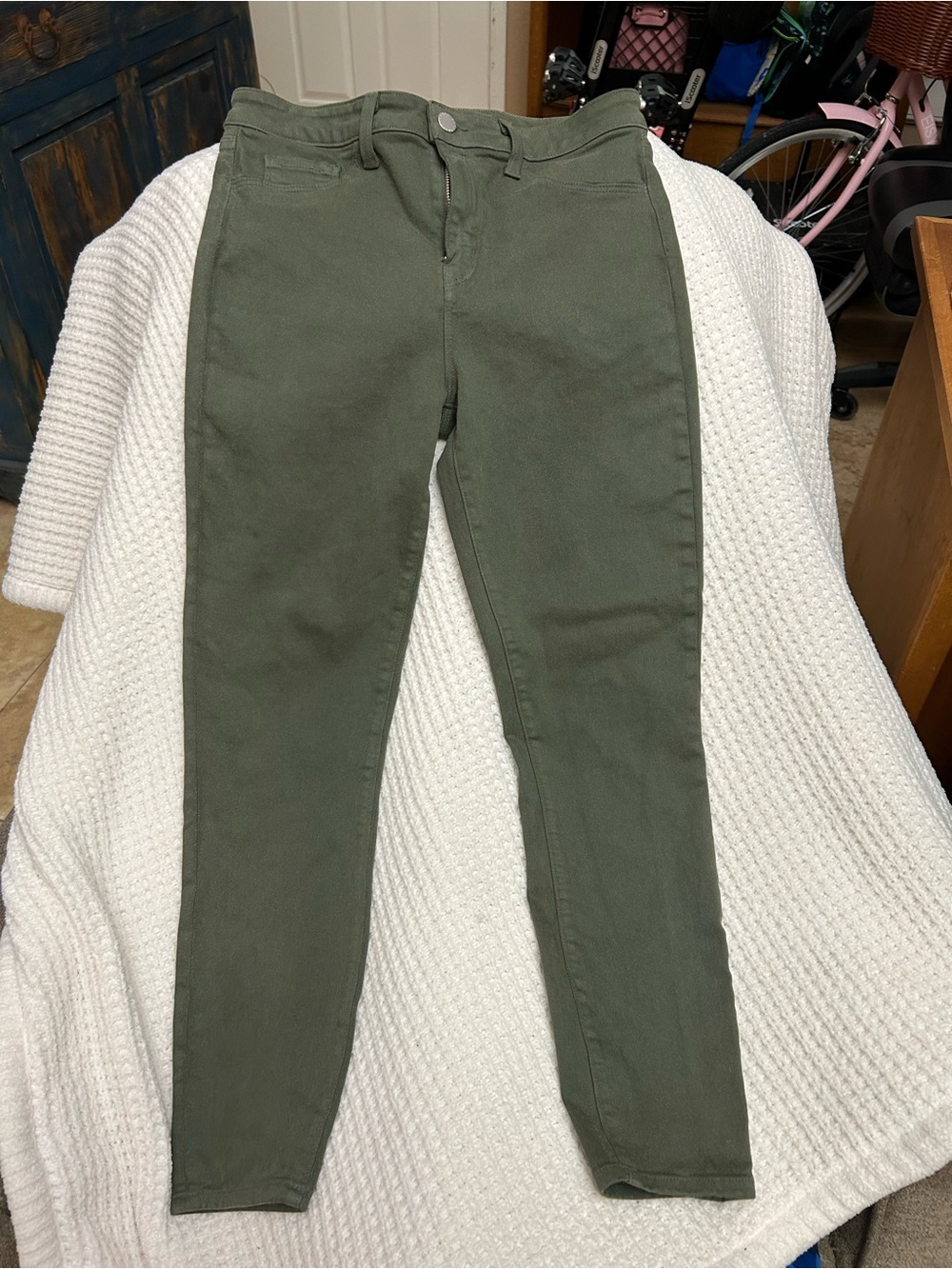 L’AGENCE Margot Skinny Jeans Ivy Green Coated Stretch
